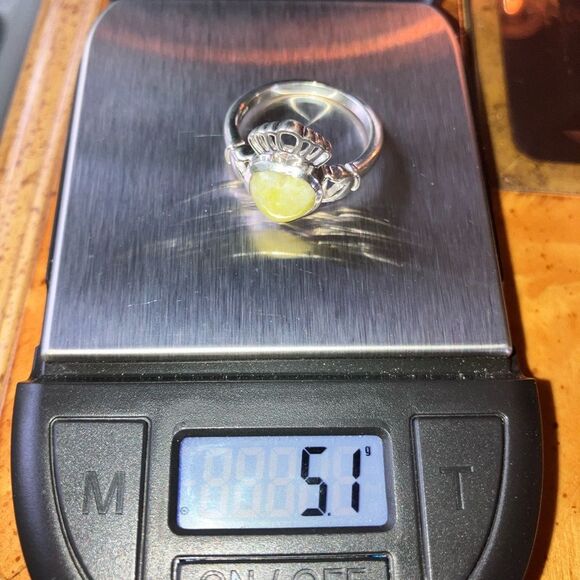 Natural Connemara Marble Sterling Silver Claddagh Ring - Picture 9 of 9